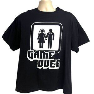 Spencers Mens Black White Graphic T-Shirt XL Novelty Funny Stretch Cotton Unisex